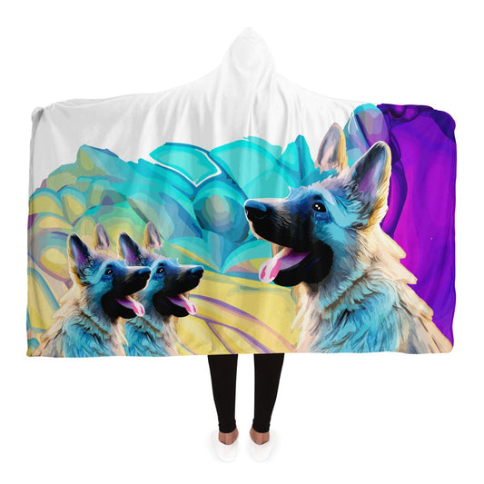 Hooded Blanket - AOP Kukloso German Sheperd Puppy No 2 - Free Shipping