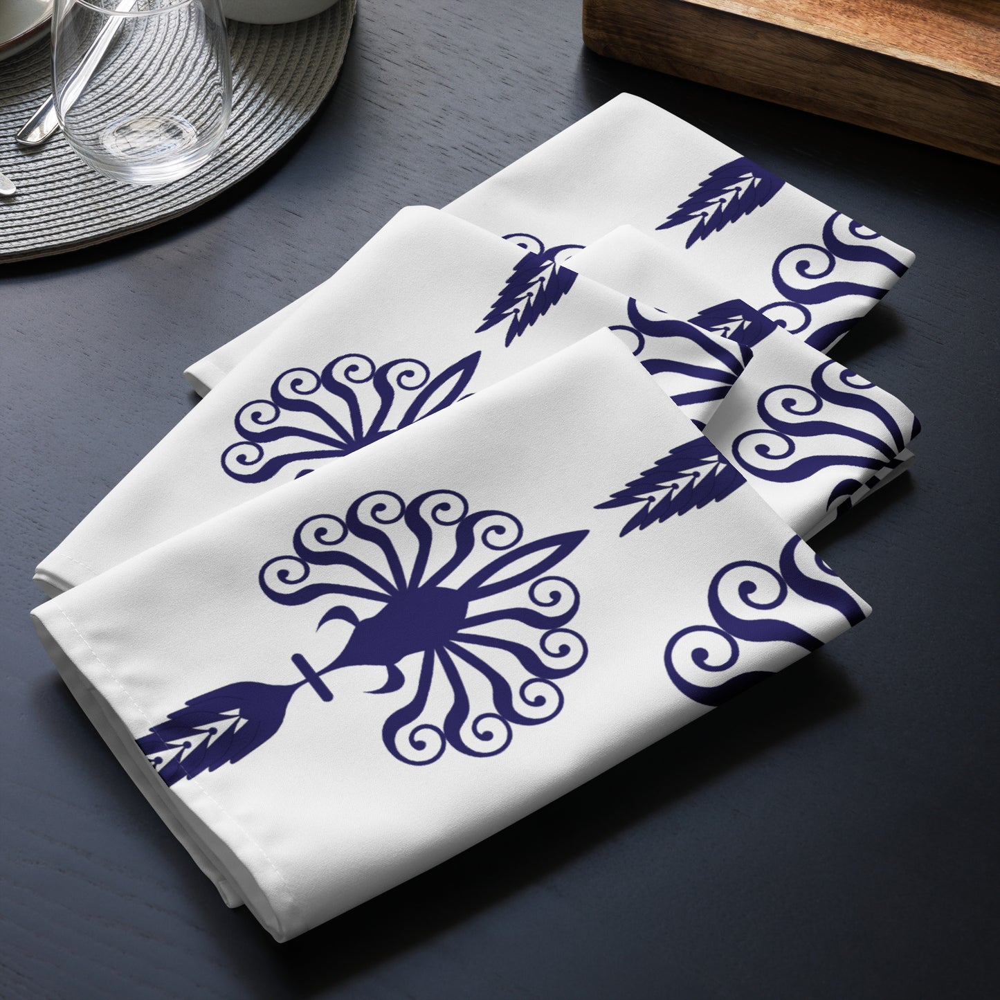 Cloth napkin set  Kukloso Ancient Geometrica No 21- Free Shipping