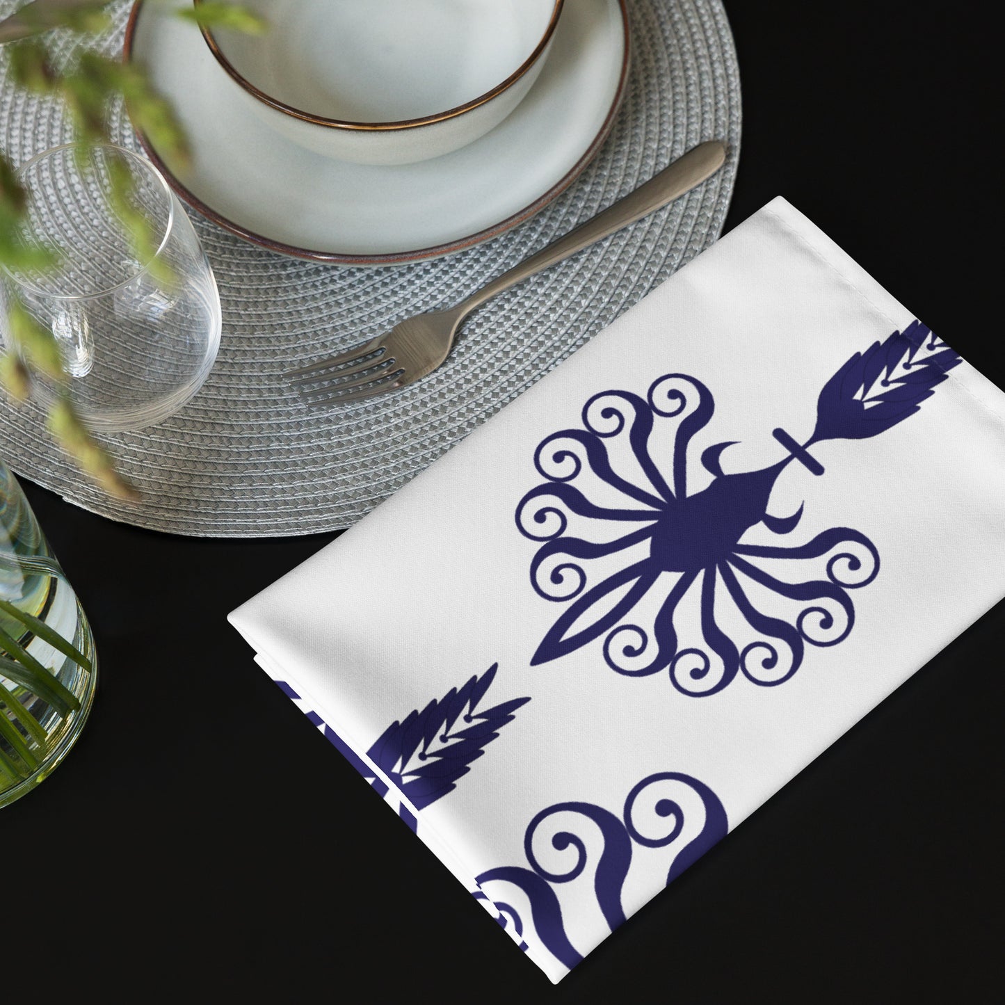 Cloth napkin set  Kukloso Ancient Geometrica No 21- Free Shipping