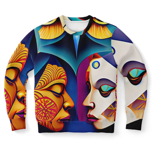 Athletic Sweatshirt - AOP Uni-Sex Kukloso Cubist Faces No 3 Multicolored - Free Shipping