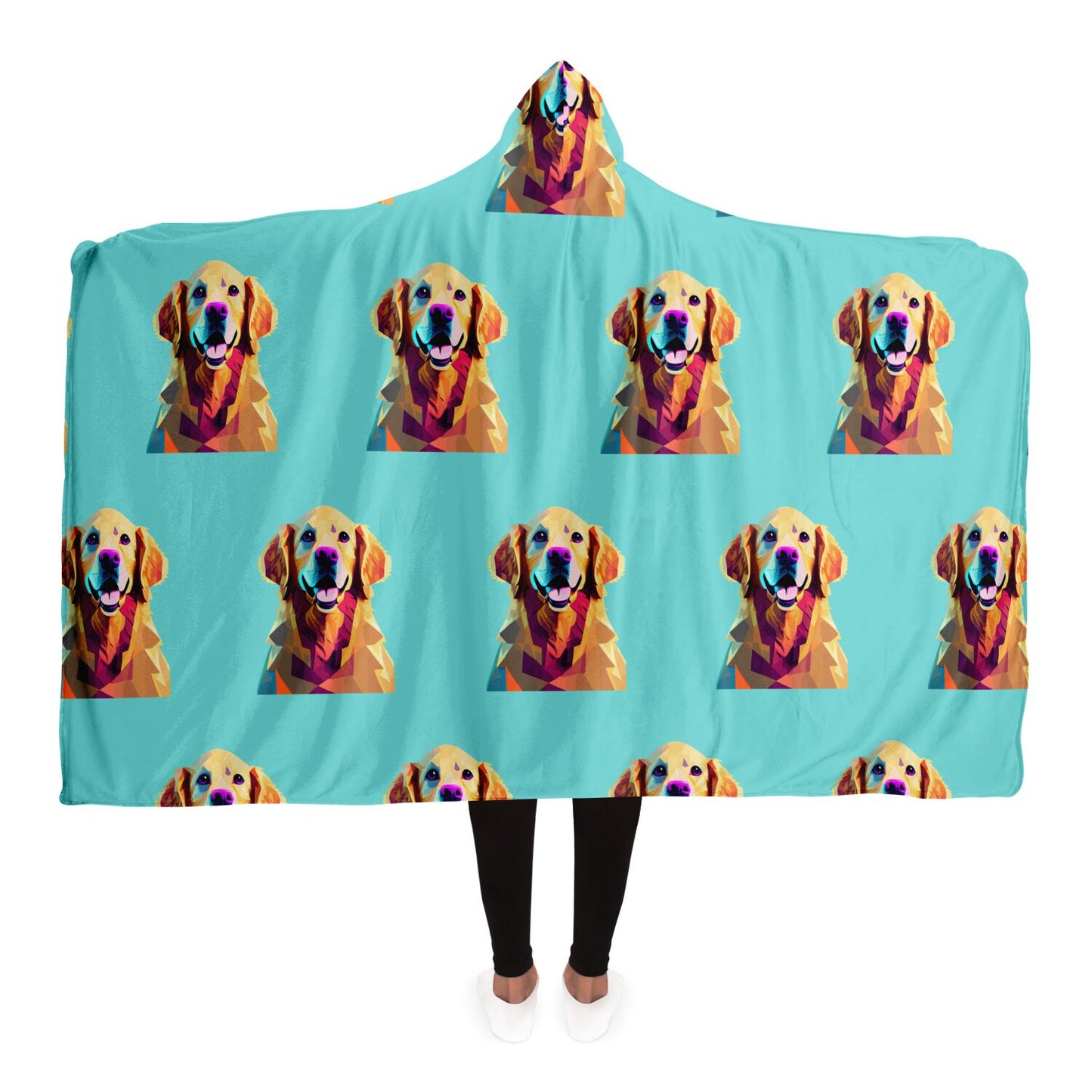 Hooded Blanket - AOP KUkloso Cubist Golden Retriever Dog No 2 - Free Shipping