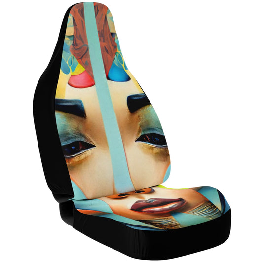 Car Seat Cover - AOP  Kukloso Cubist Faces series No 11 (* Two different designs, switch up) - Free Shipping