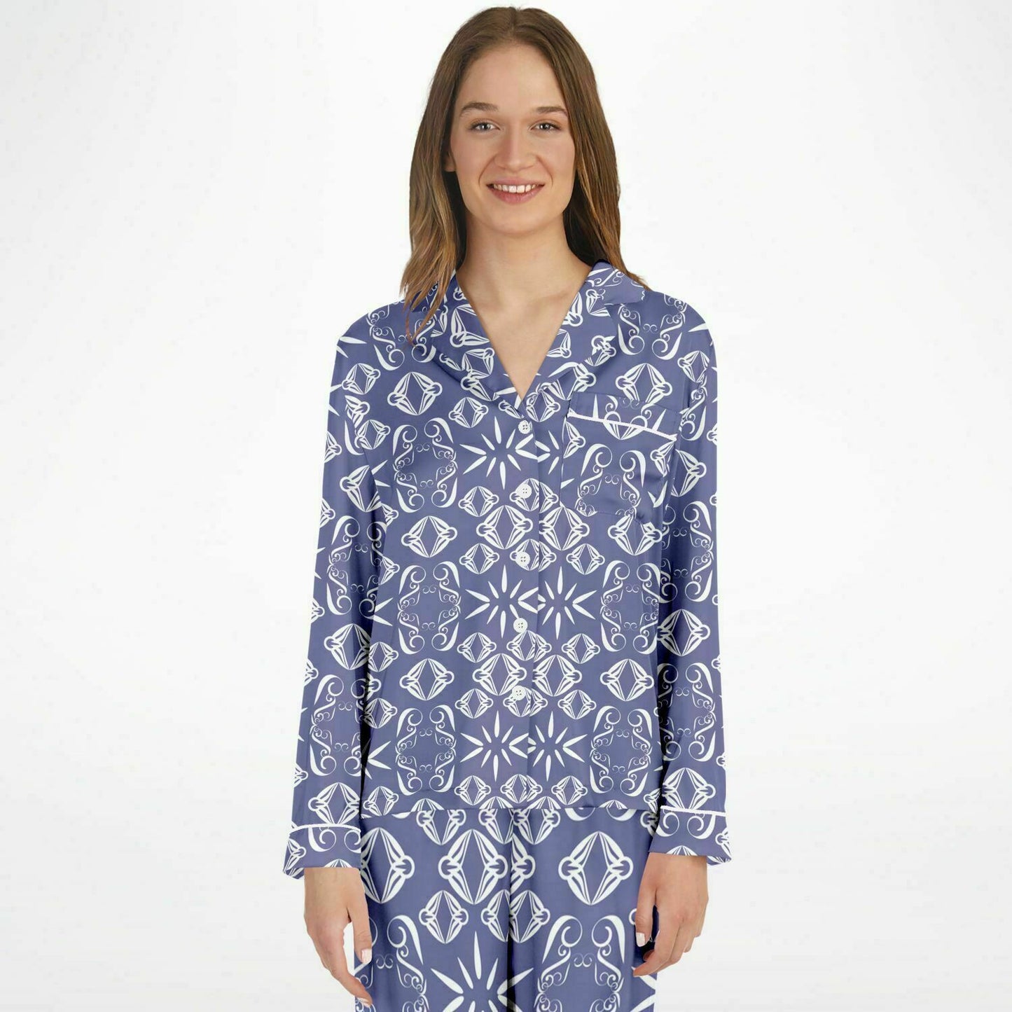 Women's Satin Pajamas - AOP Kukloso Abstractical No 43 Periwinkle - Free Shipping