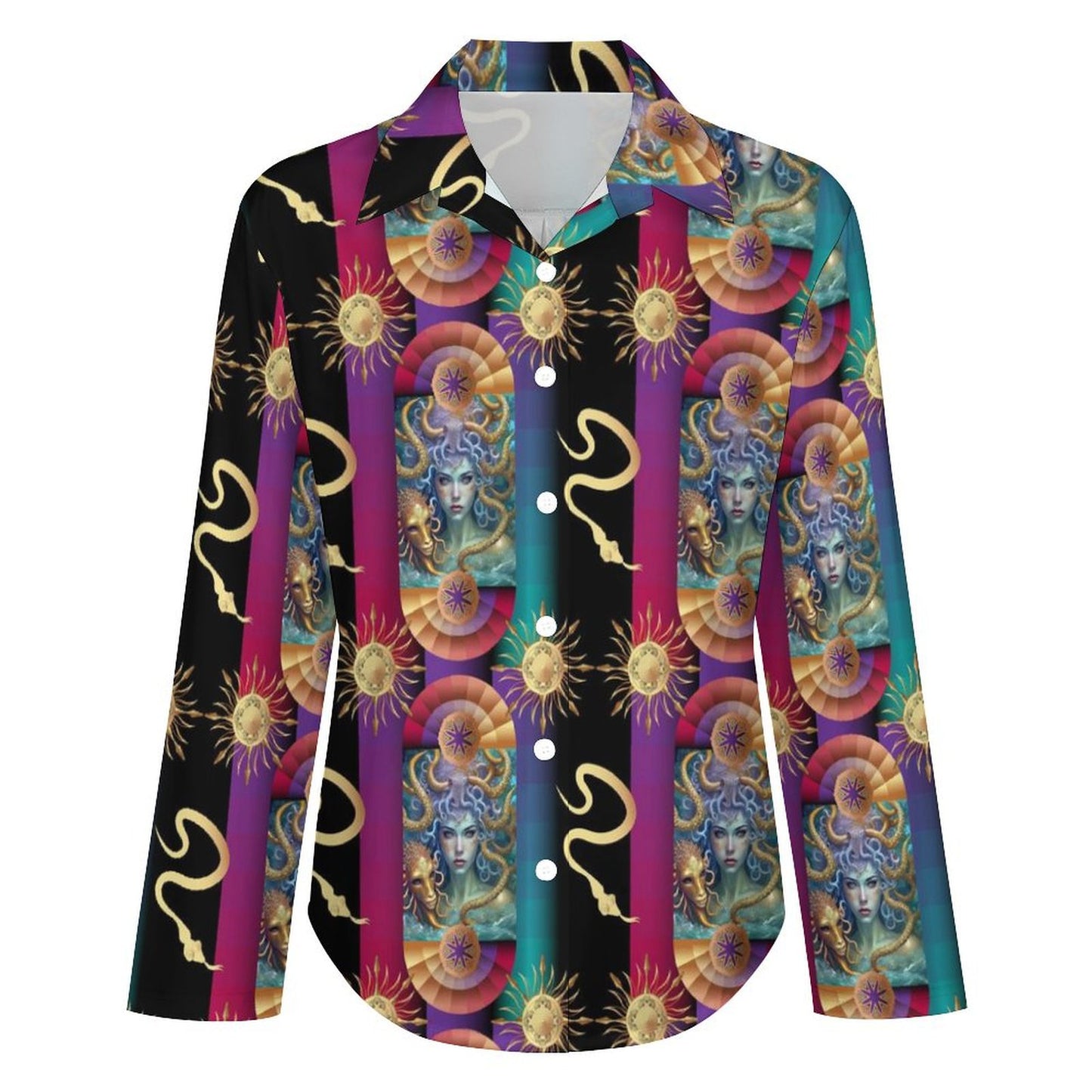 Long Sleeve Shirt Blouse Kukloso Abstract No 1215