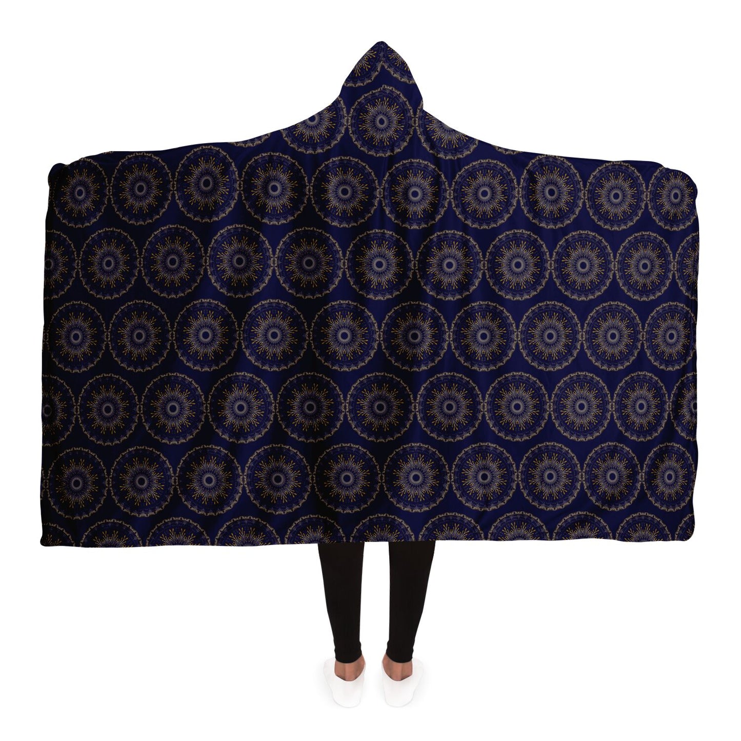 Hooded Blanket - AOP Mandala No 1 Gold on Dark Navy