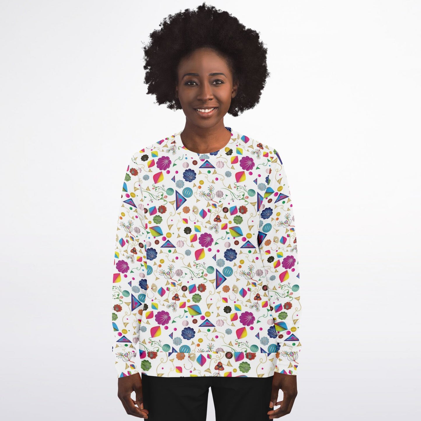 Athletic Sweatshirt - AOP Kukloso Abstractical No 24 Multicolored abstract shapes - Free Shipping