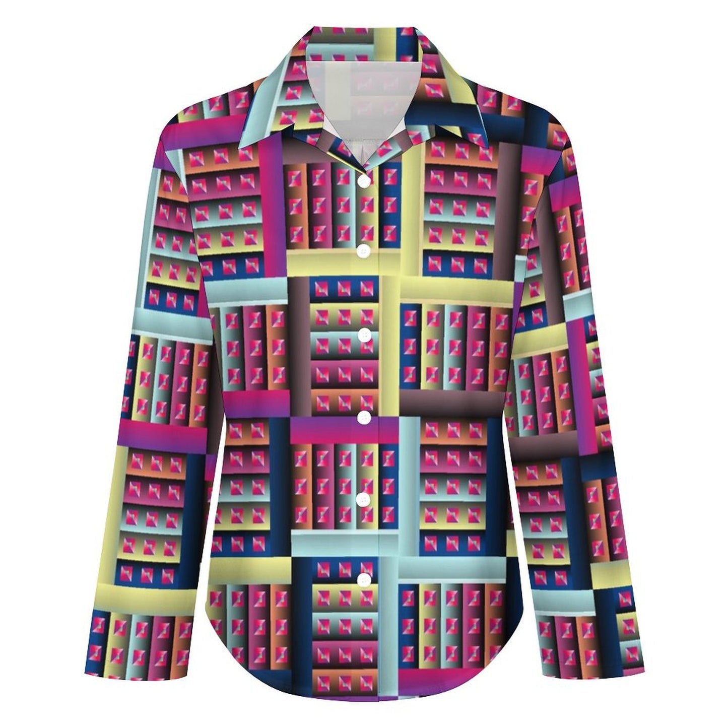 Long Sleeve Shirt Blouse Kukloso Abstract No 754