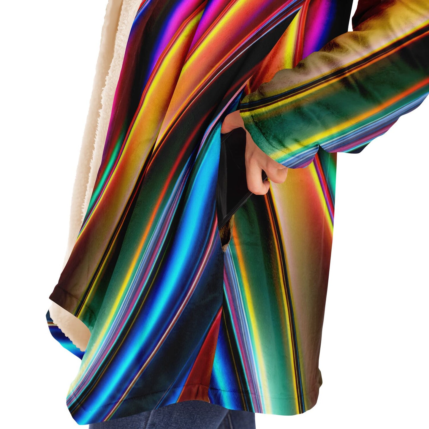 Microfleece Cloak - AOP Kukloso Color Flow series No 2 Rainbow of colors - Free Shipping