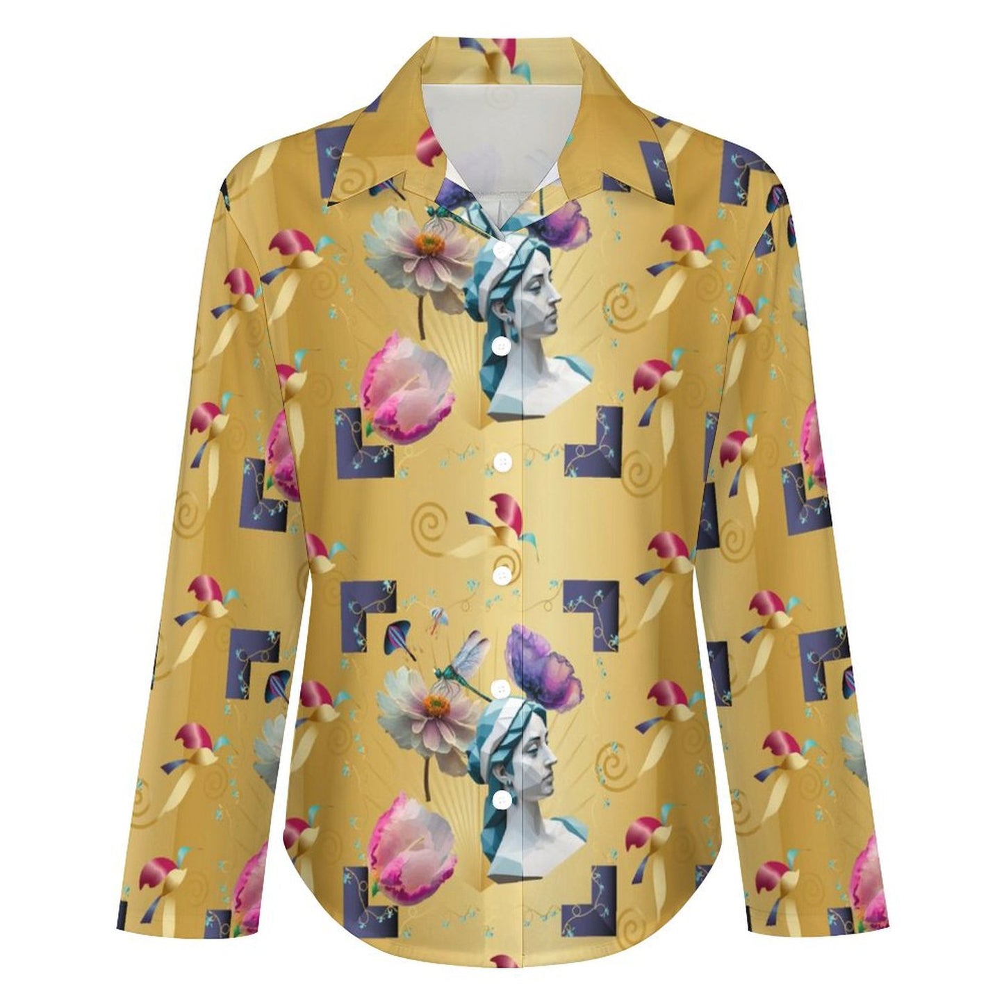 Long Sleeve Shirt Blouse Kukloso Abstract No 136