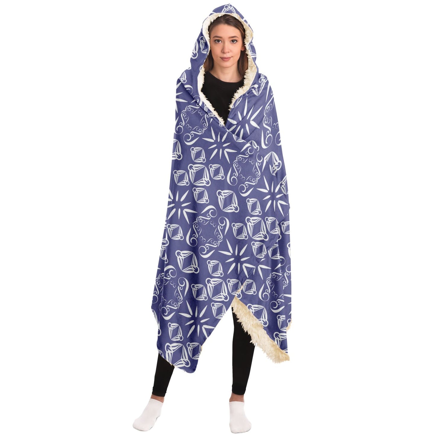 Hooded Blanket - AOP Kukloso Abstractical No 43 Shapes on Periwinkle - Free Shipping