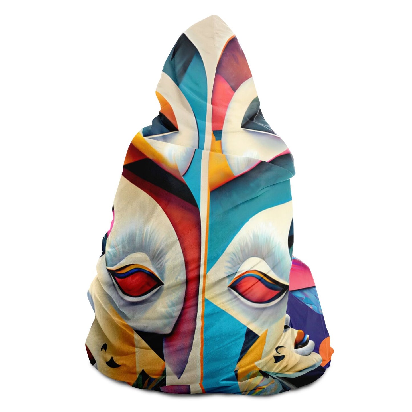 Hooded Blanket - AOP Kukloso Cubist Faces No 4 - Free Shipping