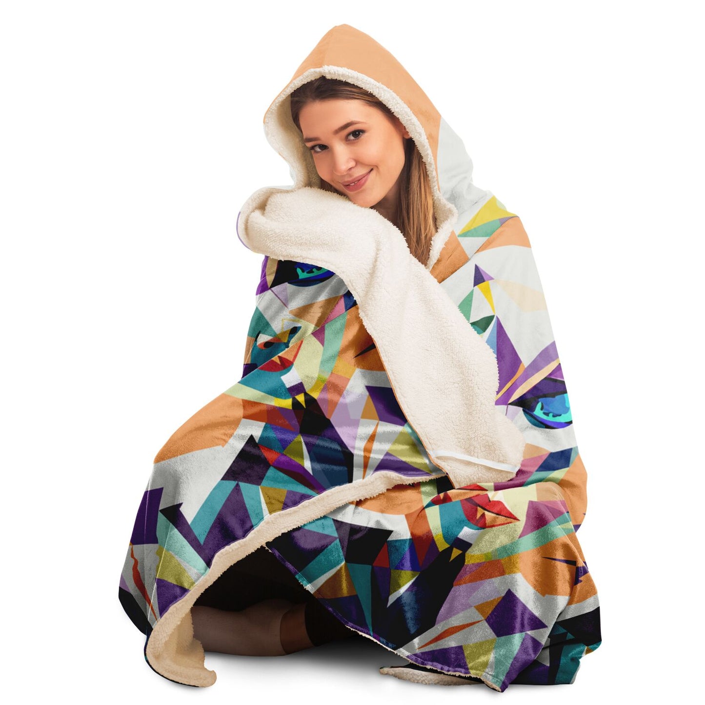 Hooded Blanket - AOP Kukloso Cubist Space Girls No 2 - Free Shipping