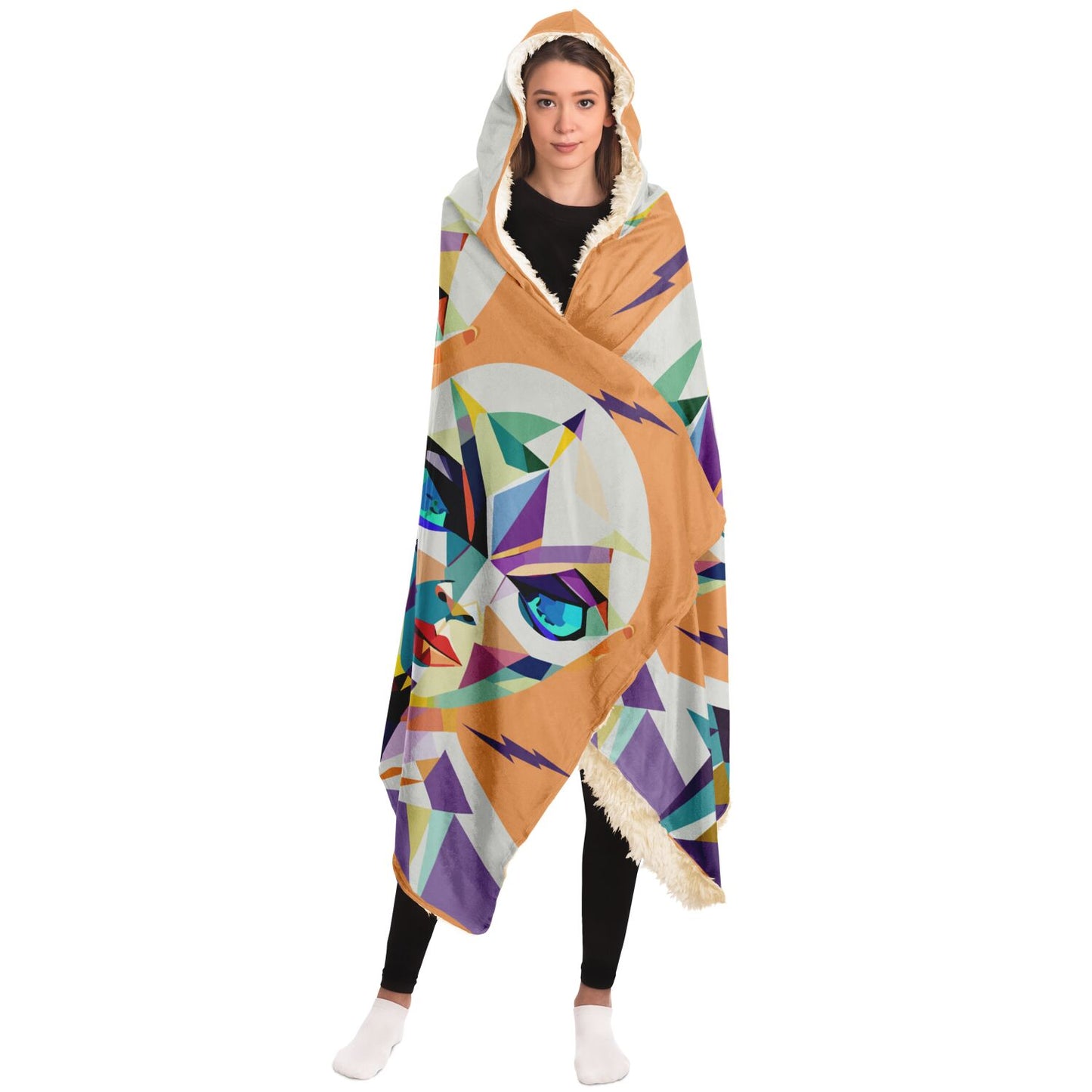 Hooded Blanket - AOP Kukloso Cubist Space Girls No 2 - Free Shipping