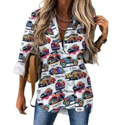 Long Sleeve Shirt Blouse Kukloso Crazy Cars