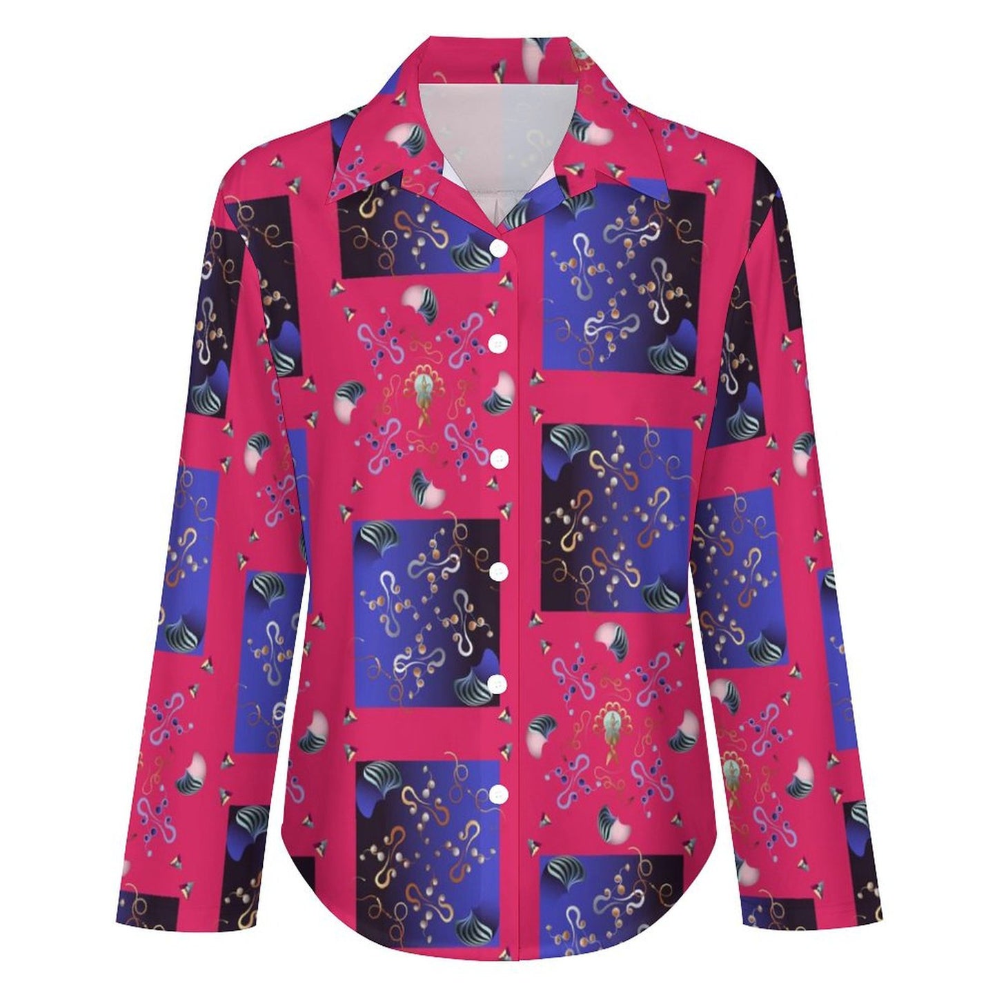 Long Sleeve Shirt Blouse Kukloso Abstract No 1843