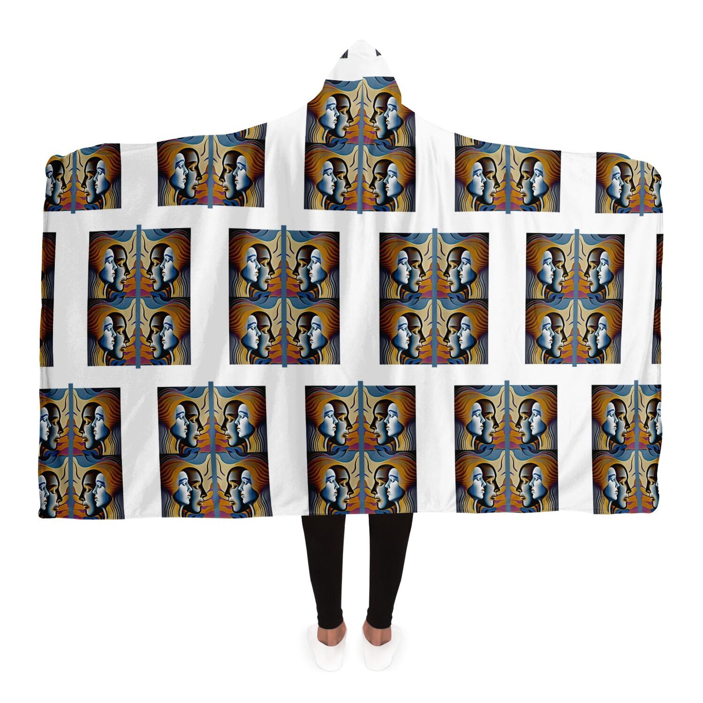 Hooded Blanket - AOP Kukloso Cubist Faces No 48 - Free Shipping