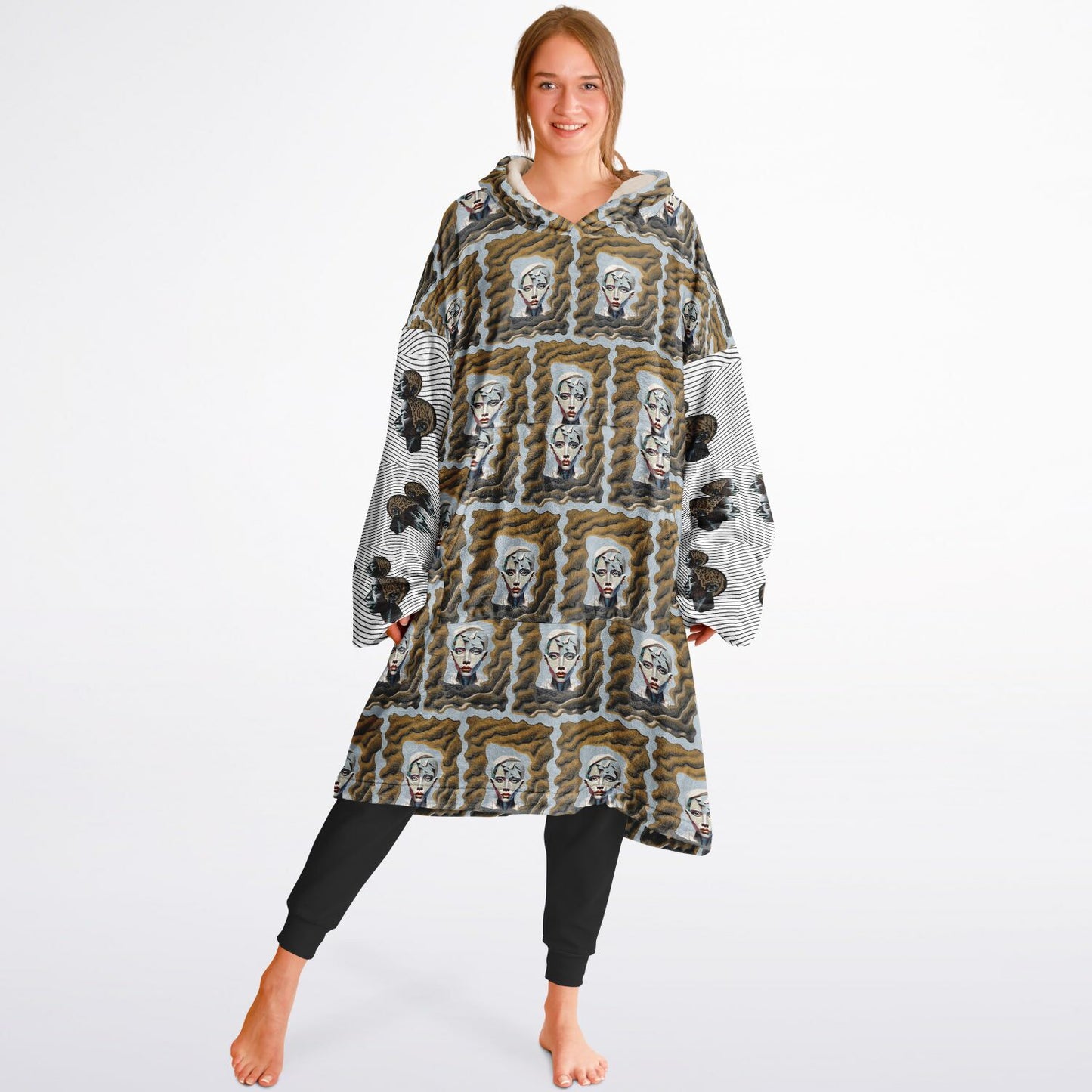 Snug Hoodie Economy - AOP Kukloso Cubist Faces No 61 Desert - Free Shipping