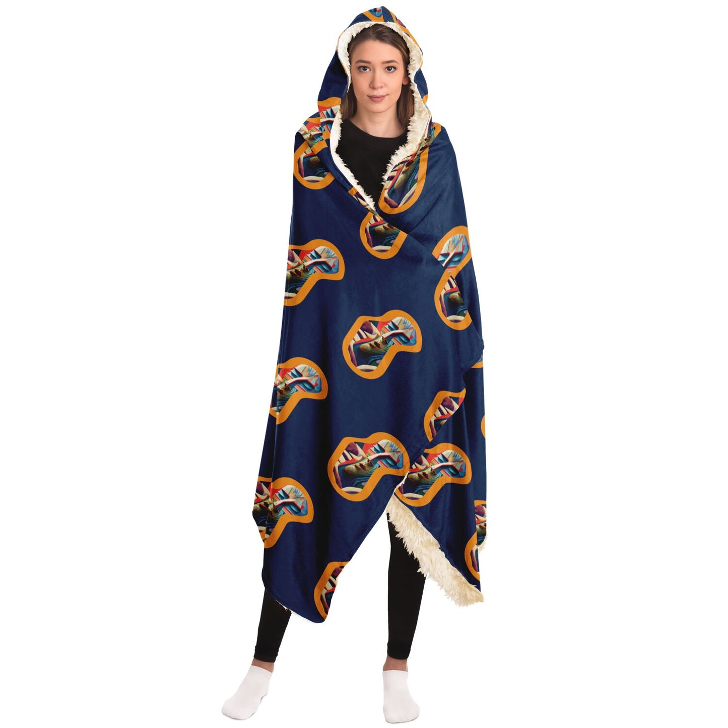 Hooded Blanket - AOP Kukloso Space Faces No 25 - Free Shipping