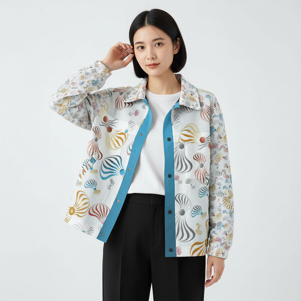 AOP Unisex Casual Lapel Jacket Kukloso Patchwork Collage No 121