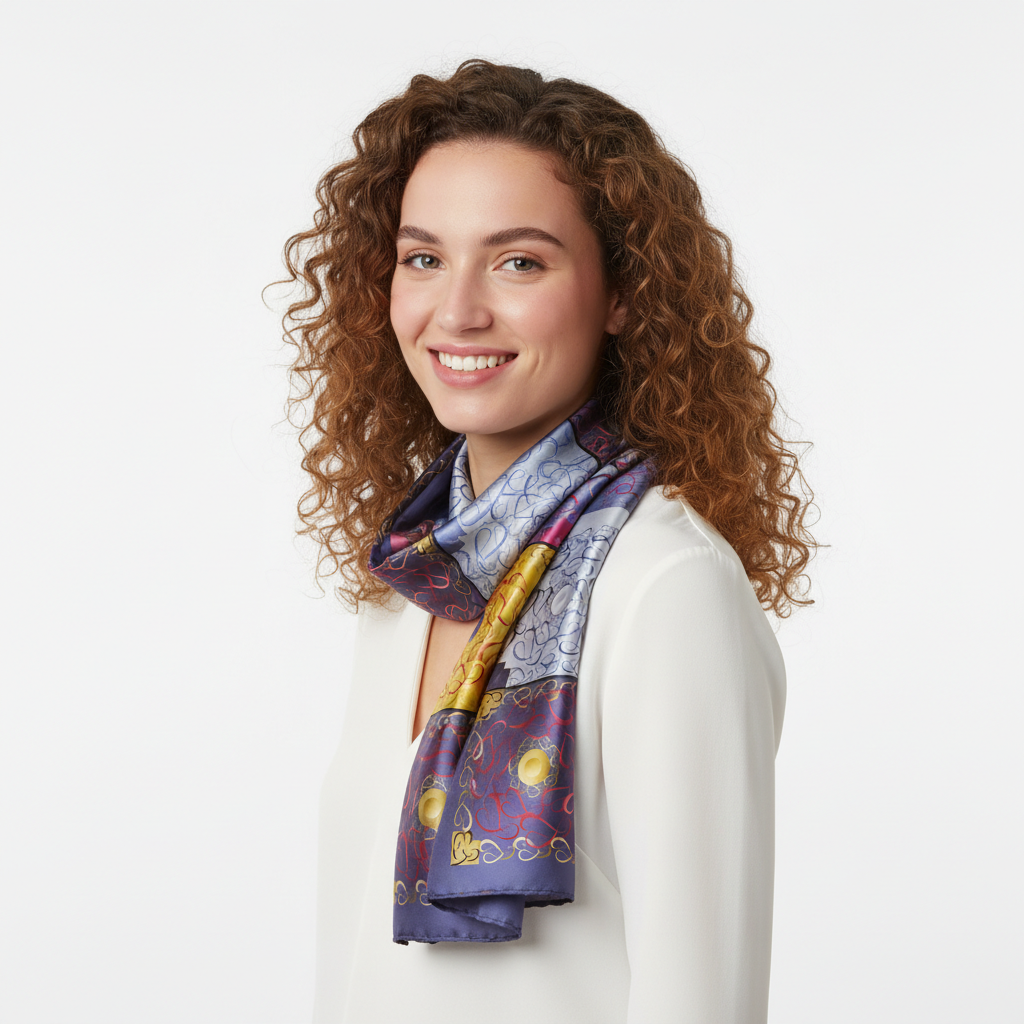 100% Silk Charmeuse Square Scarf Abstract Graphics No 3