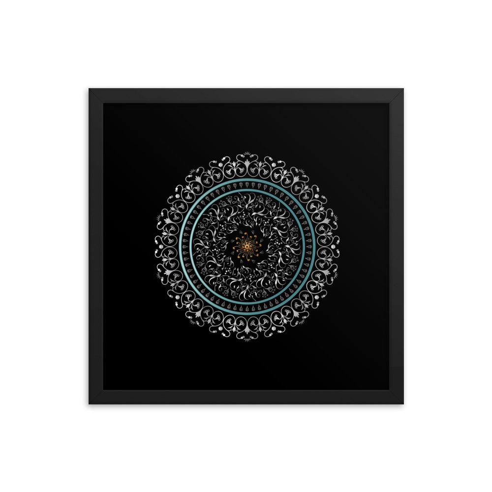 Framed poster Kuklos No 4496 Mandala Silver - Aqua - Gold Free Shipping