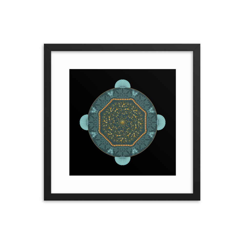 Framed poster Kuklos No 4484 Mandala Gold - Aqua Free Shipping