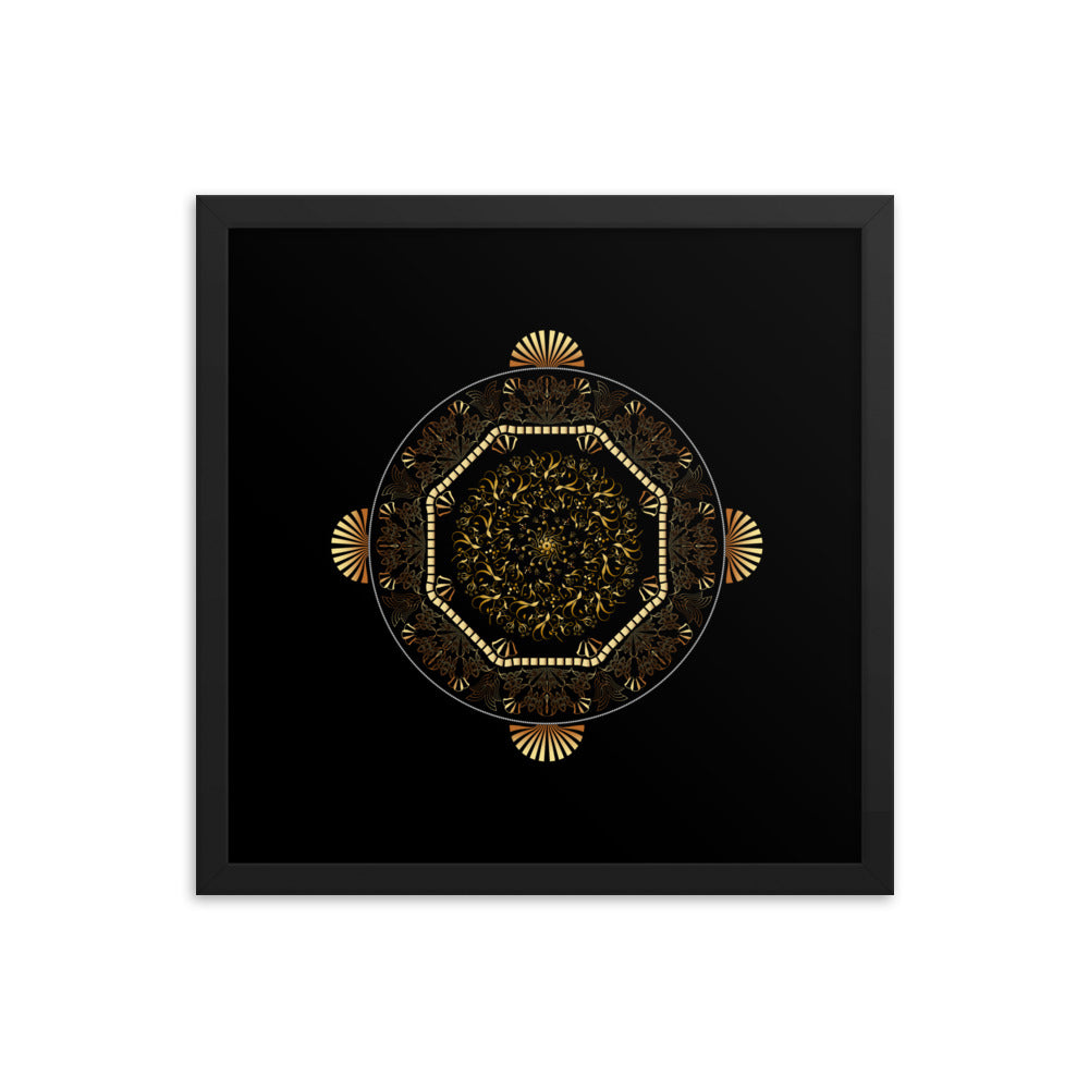 Framed poster Kuklos No 4483 Mandala Gold - Black Free Shipping