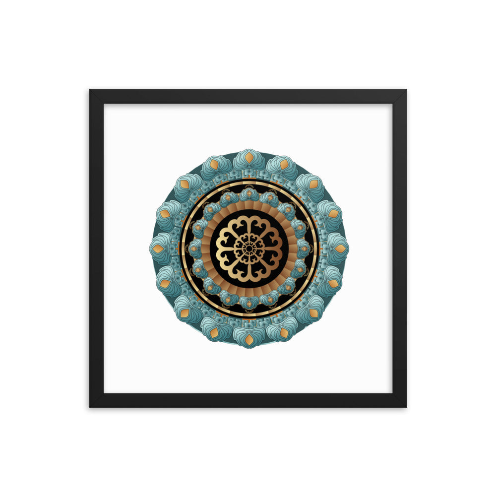 Framed poster Kuklos No 4440 Mandala Aqua - Gold Free Shipping