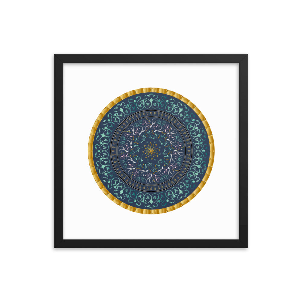 Framed poster Kuklos No 4495 Mandala Aqua - Gold Free Shipping