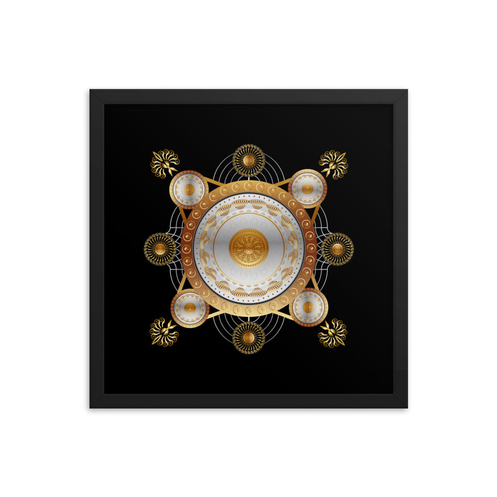 Framed Poster Kuklos No 4029 Mandala Silver - Gold Free Shipping