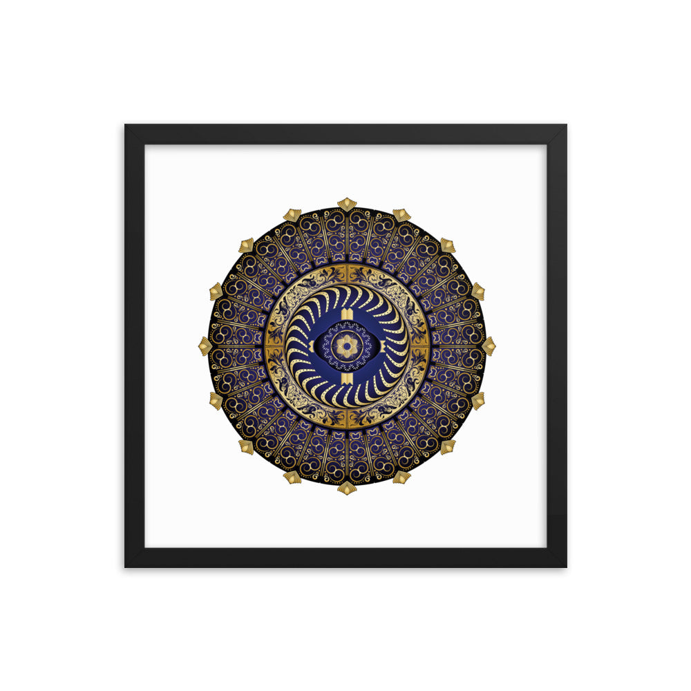 Framed Poster Circulosity No 2987 Mandala Navy - Gold Free Shipping