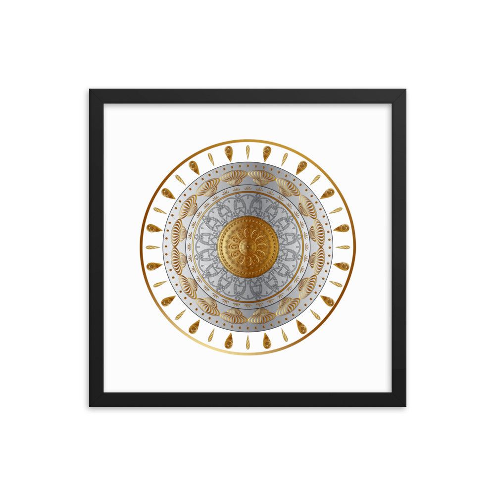 Framed Poster Circumplexical No 3531 Mandala Aqua - Gold Free Shipping