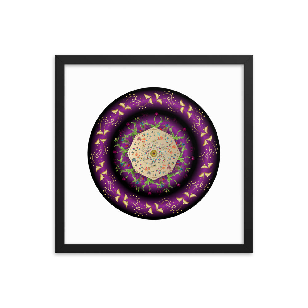 Framed Poster Circumplexical No 3676 Mandala Purple - Gold Free Shipping