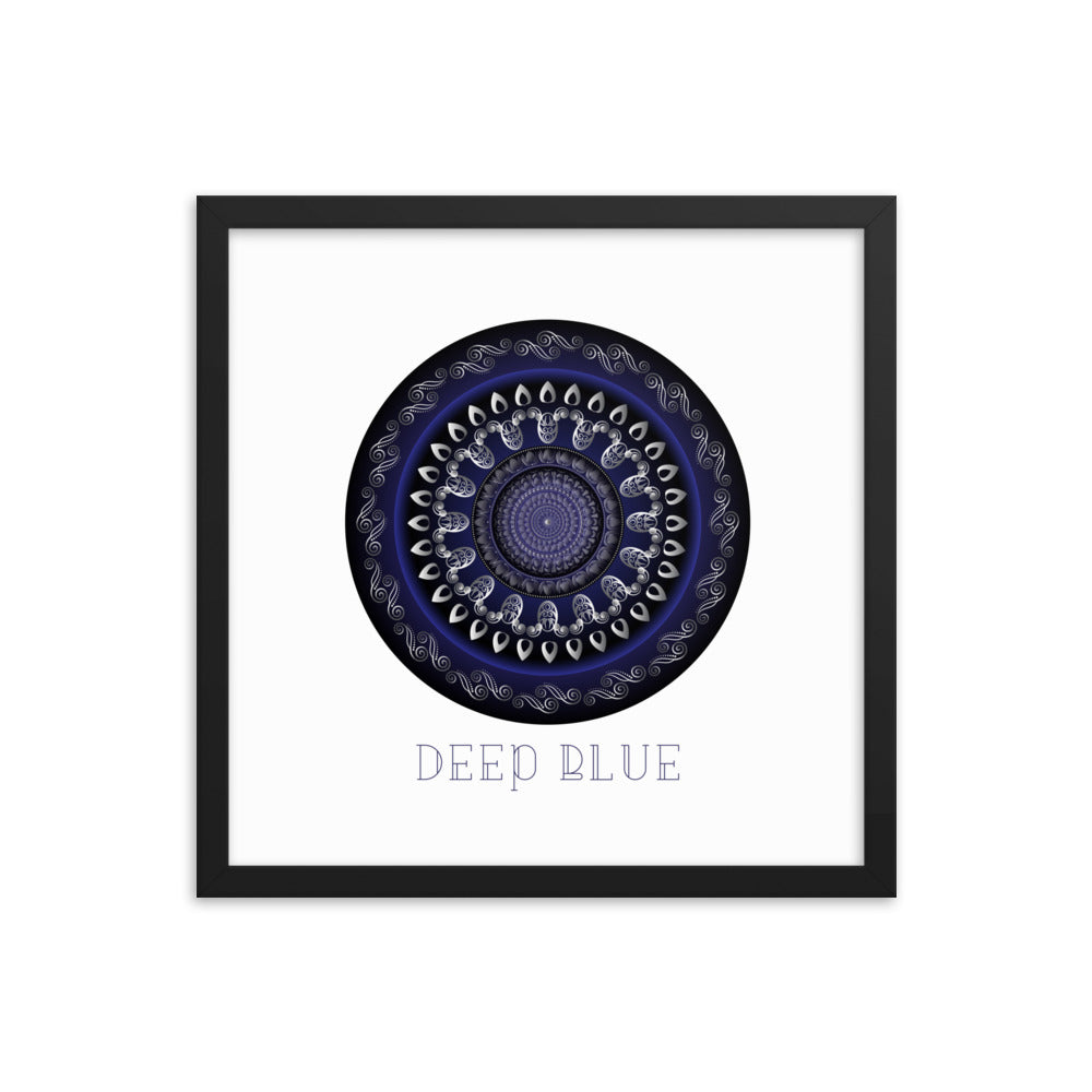 Framed Poster Circumplexical No 3761 Mandala Silver - Navy Free Shipping