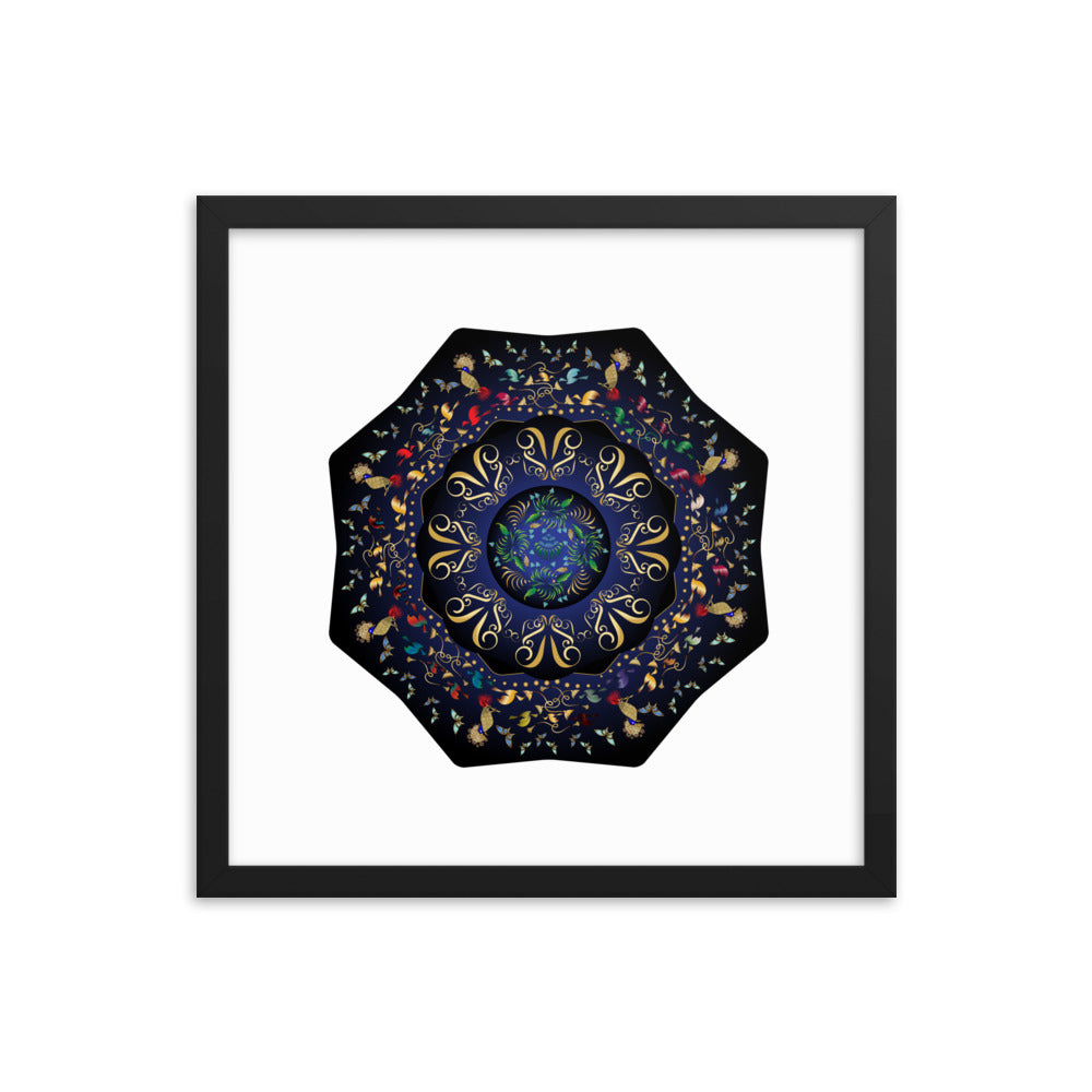 Framed Poster Circumplexical No 3796 Mandala Navy - Gold Free Shipping