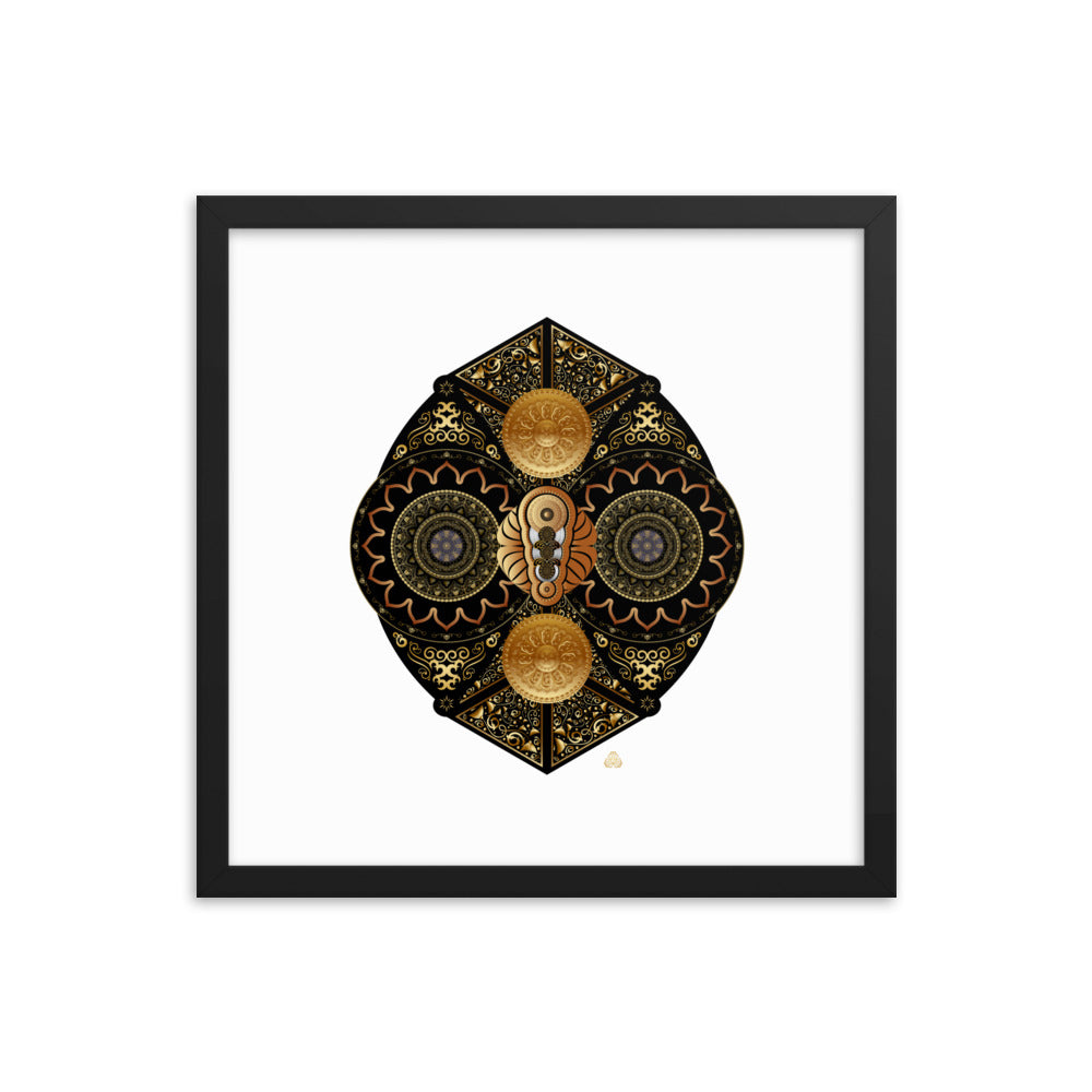 Framed Poster Circumplexical No 3927 Intricate Mandala Black - Gold Free Shipping