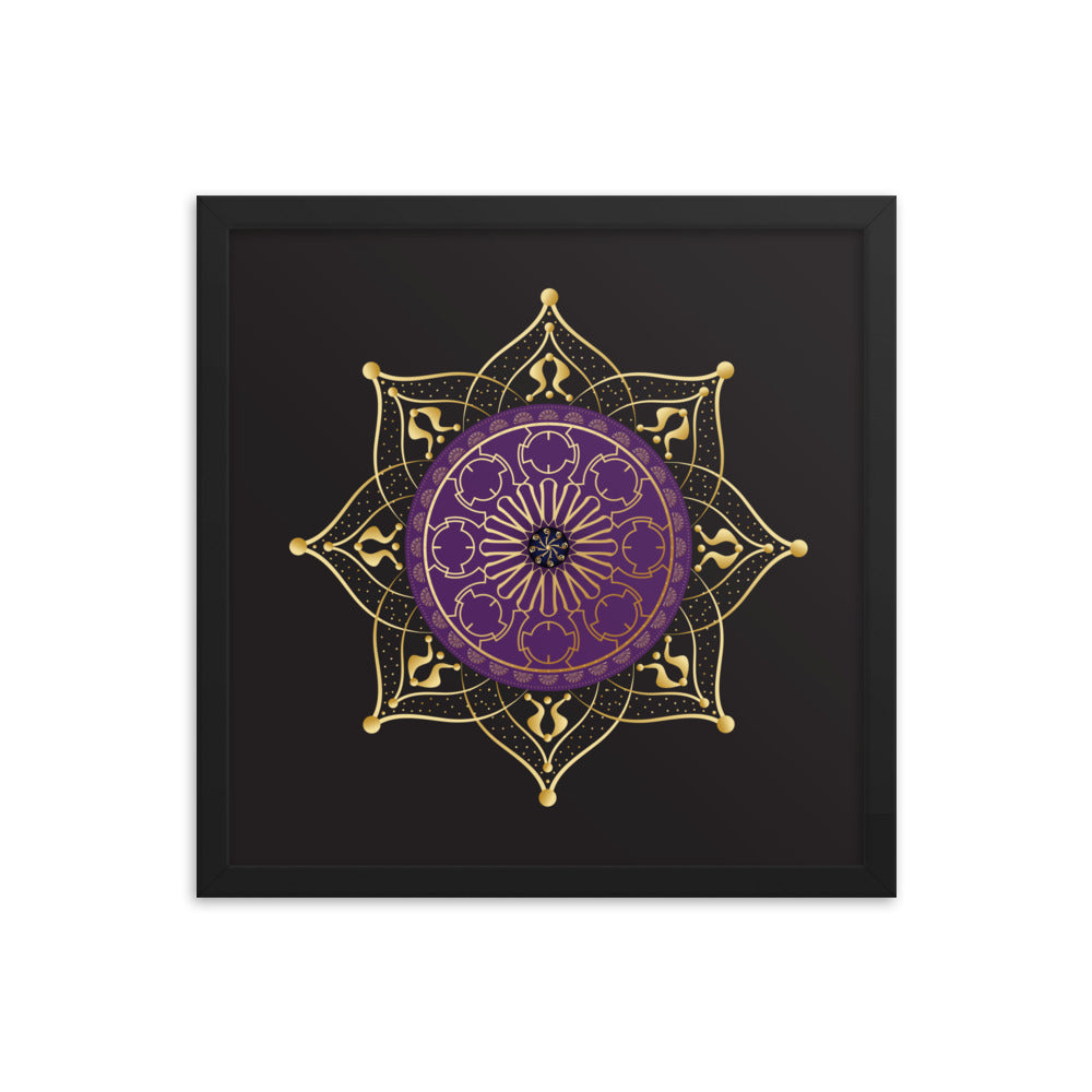 Framed Poster Circumplexical No 4017 Mandala Purple - Gold Free Shipping