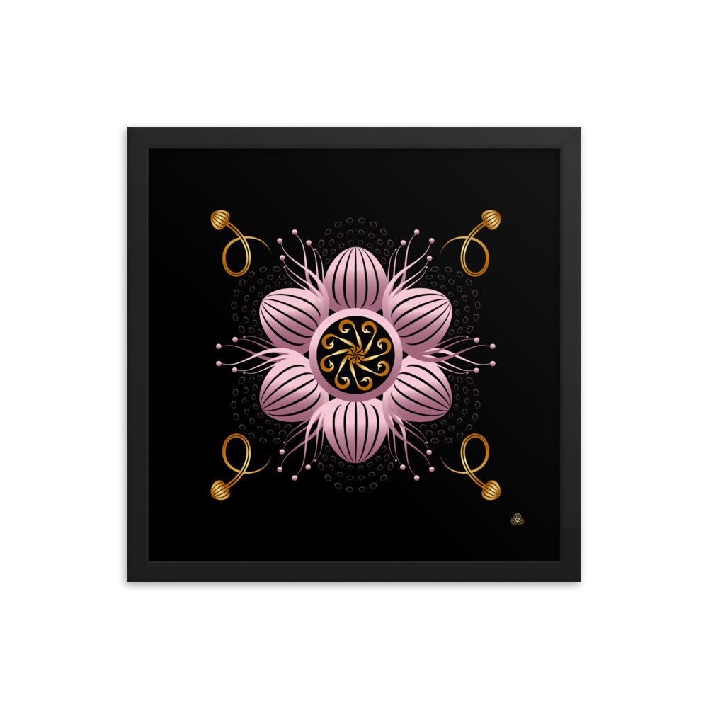 Framed Poster Kuklos No 4404 abstract Mandala Black - Gold - Pink Free Shipping