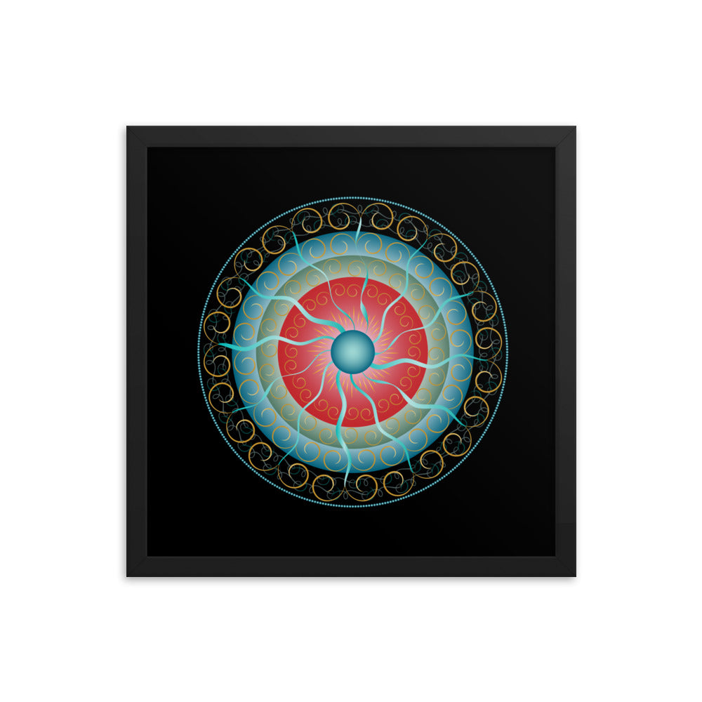 Framed Poster Complexical No 2155 Mandala Black - Red - Gold Free Shipping