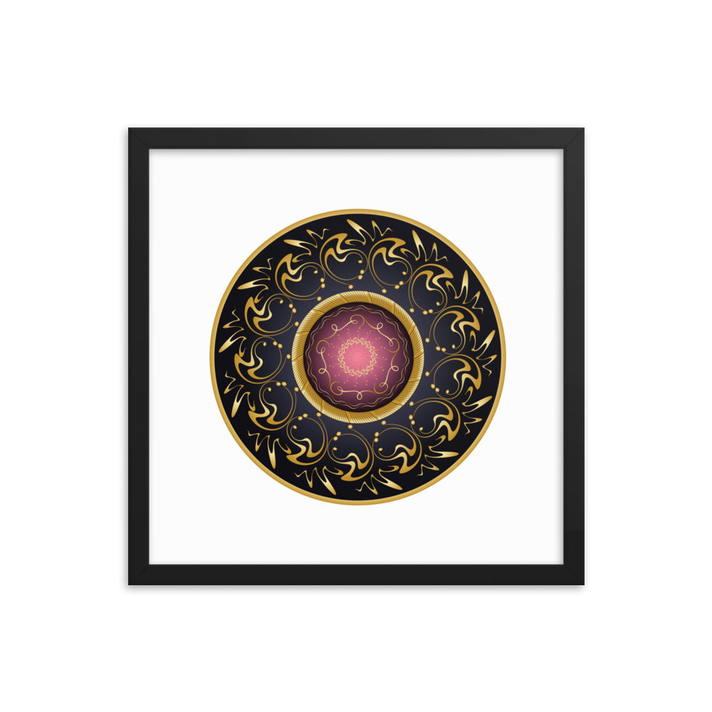 Framed Poster Complexical No 2155 Mandala Black - Red - Gold Free Shipping