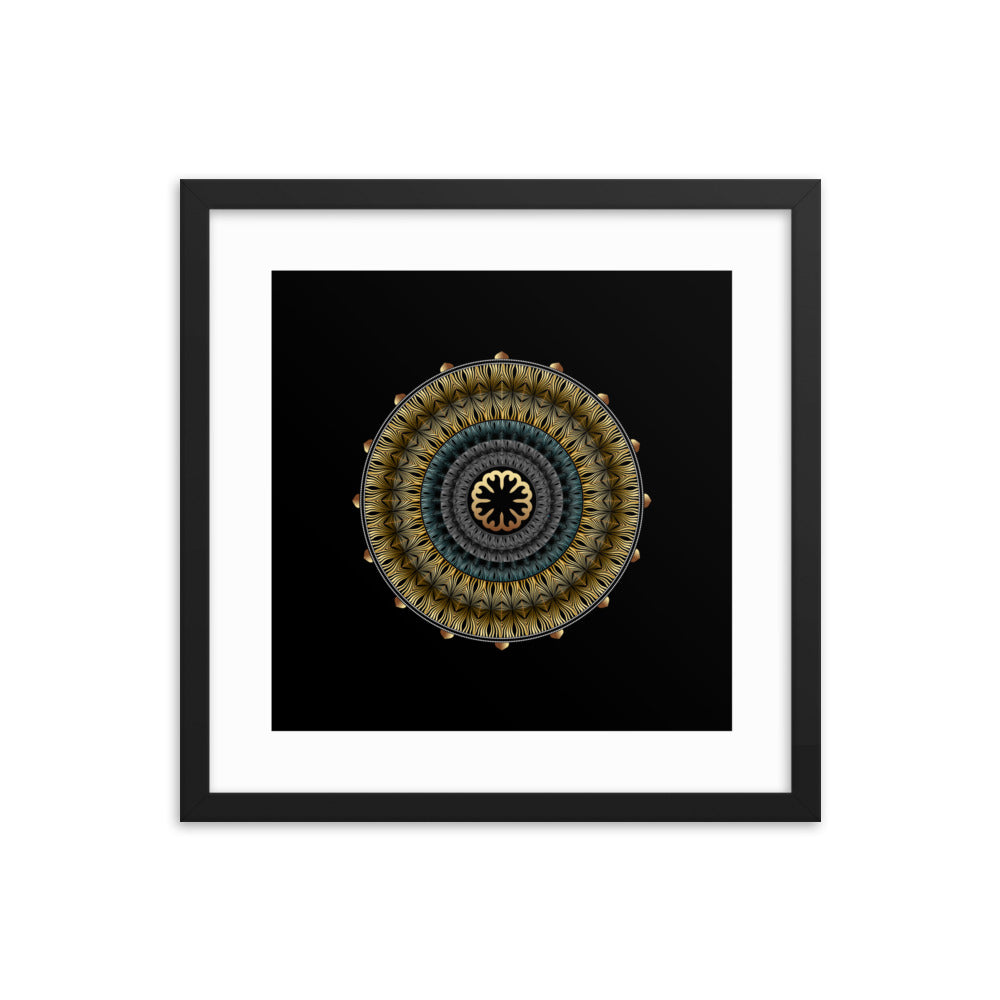 Framed Poster Kuklos No 4439 Mandala Black - Gold Free Shipping