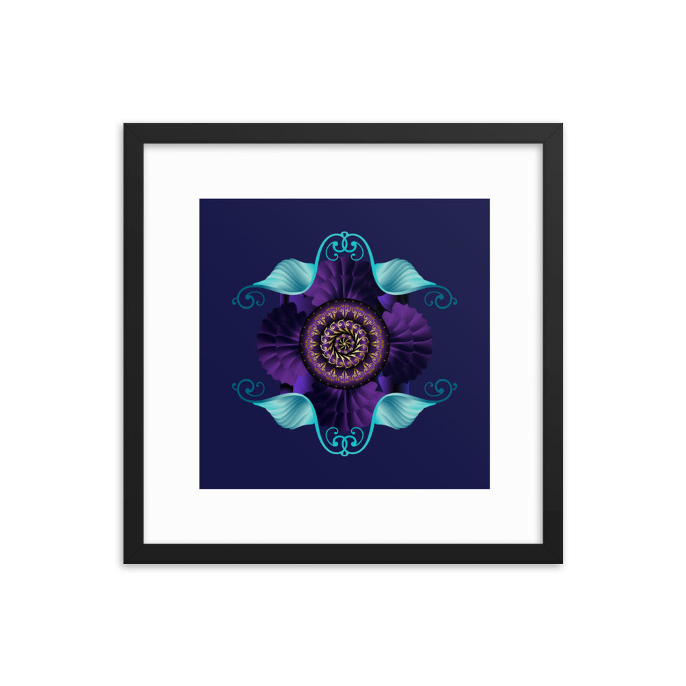 Framed Poster Kuklos No 4364 Mandala Aqua - Purple - Gold Free Shipping