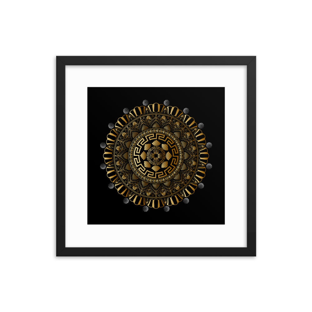 Framed Poster Kuklos No 4354 Mandala Black - Gold Free Shipping