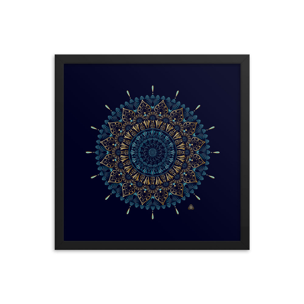 Framed Poster Kuklos No 4331 Mandala Aqua - Gold Free Shipping