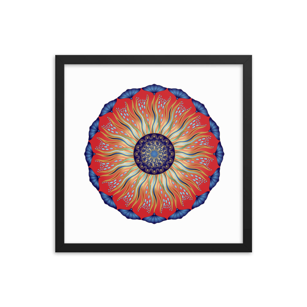 Framed Poster Circularium No 2627 Mandala Navy - Red - Gold Free Shipping