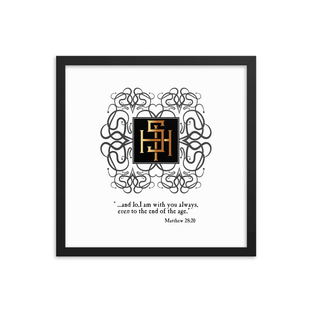 Framed poster IHS Christogram - Matthew 28:20 Free Shipping