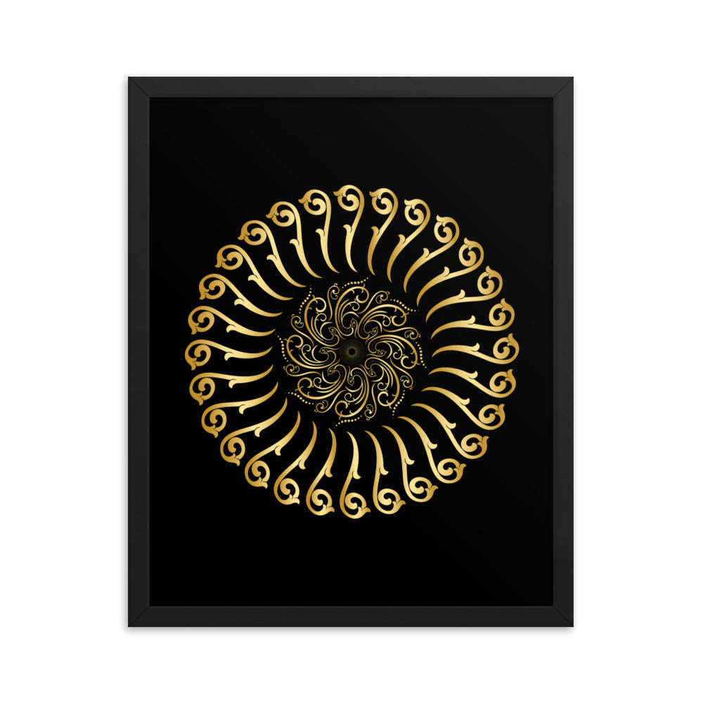 Framed poster Mandala Circularity No 501 Black bkgd Free Shipping