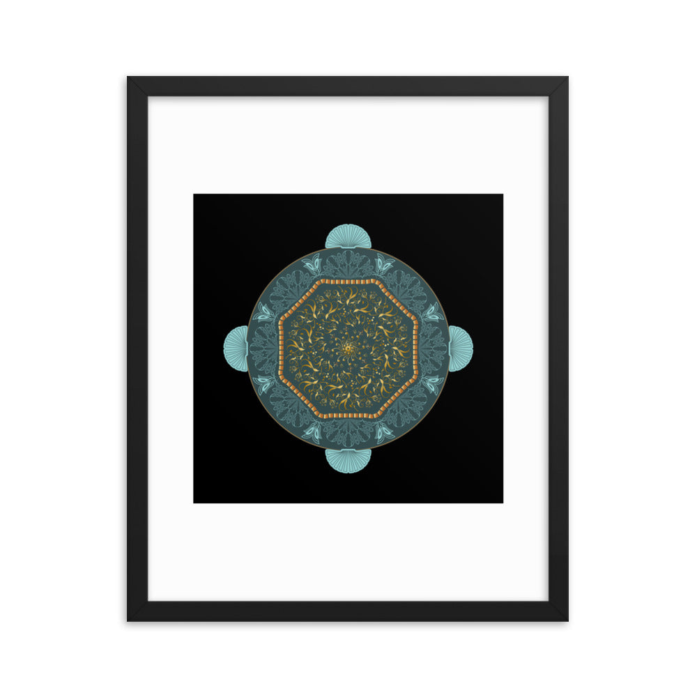 Framed poster Kuklos No 4484 Mandala Gold - Aqua Free Shipping