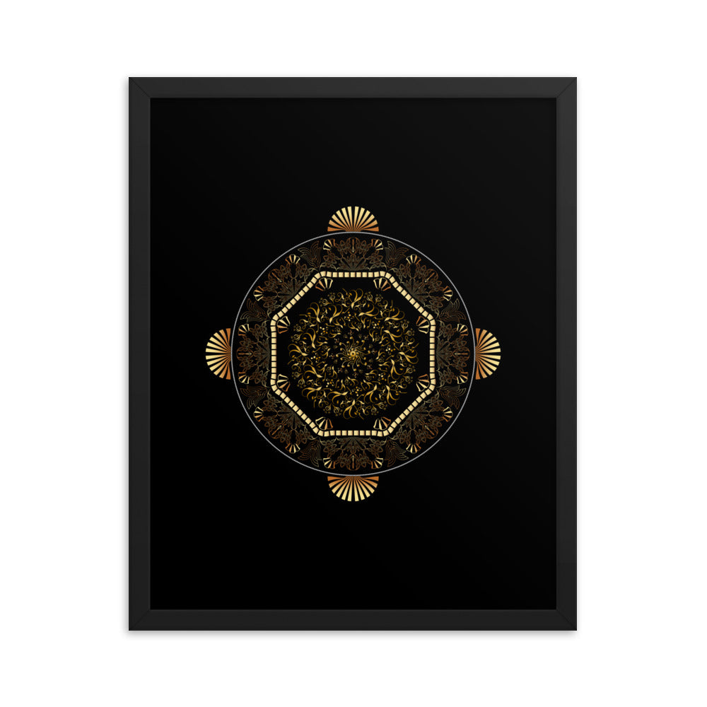 Framed poster Kuklos No 4483 Mandala Gold - Black Free Shipping