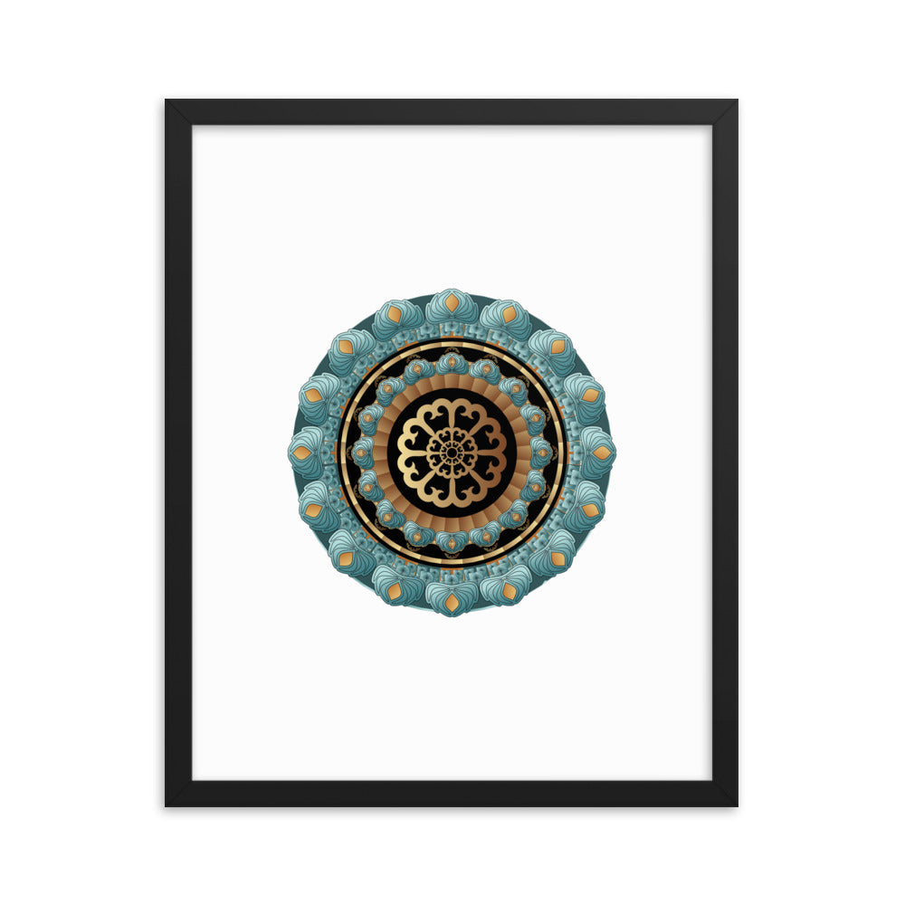 Framed poster Kuklos No 4440 Mandala Aqua - Gold Free Shipping